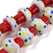 Handmade Bumpy Lampwork Beads Strands, Mushroom, Red, 15x13mm, Hole: 1.4mm, about 20pcs/strand, 12.40 inch(31.5cm)(LAMP-C013-01)