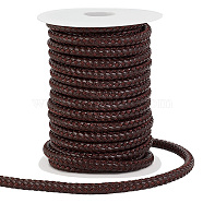 10M Round Braided PU Leather Cord, for Necklace & Bracelet Making Accessories, Coffee, 7~8mm, about 10.94 Yards(10m)/Roll(WL-WH0007-03B)