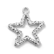 Alloy Pendants, Stainless Steel Color, Star, 24.5x22x2mm, Hole: 2mm(FIND-M078-01B-P)