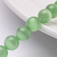 Cat Eye Beads, Round, Light Green, 8mm, Hole: 1mm, 15.5 inch/strand, about 49pcs/strand(X-CER8mm25)