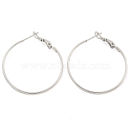 202 Stainless Steel Hoop Earring, with 304 Stainless Steel Pins for Women, Stainless Steel Color, 34.5x1mm(EJEW-H003-36P)