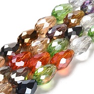 Faceted Teardrop Glass Beads Strands, Mixed Color, 15x10mm, Hole: 1mm, about 28pcs/strand, 16 inch(GS053-AB)