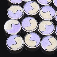 Acrylic Shank Buttons, with Enamel, Flat Round, Lilac, 25x7mm, Hole: 2.5mm(BUTT-S024-09E)