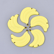 PVC Plastic Cabochons, Banana, Yellow, 37x32x2.5mm(X-PVC-T004-34)