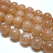 Natural Sunstone Beads Strands, Round, Dark Salmon, 6mm, Hole: 1mm, about 63~65pcs/strand, 15.75 inch(G-G448-6mm-12)