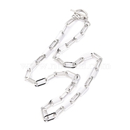 Unisex 304 Stainless Steel Paperclip Chain Necklaces, with Toggle Clasps, Stainless Steel Color, 17.71 inch(45cm)(NJEW-H215-02P)