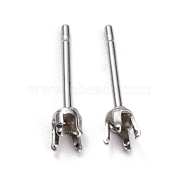 Non-Tarnish 304 Stainless Steel Stud Earring Settings, Prong Earring Settings, Flat Round, Stainless Steel Color, Fit for 3mm Rhinestone, 3mm, Pin: 0.8mm(X-STAS-B004-05P-D)