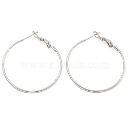 Tarnish Resistant 202 Stainless Steel Hoop Earring, with 304 Stainless Steel Pins for Women, Stainless Steel Color, 34.5x1mm(EJEW-H003-36P)
