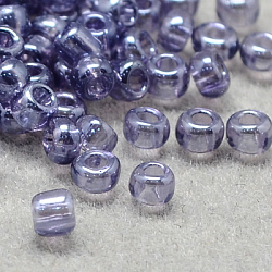 12/0 Grade A Round Glass Seed Beads, Transparent Colours Lustered, Lilac, 12/0, 2x1.5mm, Hole: 0.3mm(SEED-Q011-01)