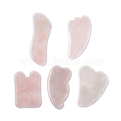 Natural Rose Quartz Gua Sha Boards, Scraping Massage Tools, Gua Sha Tool for Facial Body Relief, Mixed Shapes, 81.5~125x35.5~58x7mm(G-C001-02)