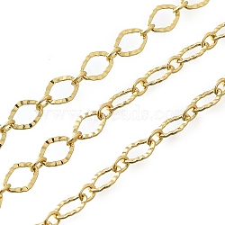 Brass Oval Link Chains, Rack Plating, Cadmium Free & Lead Free, Long-Lasting Plated, Unwelded, with Spool, Real 18K Gold Plated, 2.5~5x2~4x0.5mm(KK-P295-56B-G)