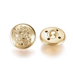 Brass Shank Buttons, Flat Round, Golden, 15x5mm, Hole: 2.5x3mm(BUTT-WH0014-08B)