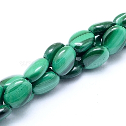 Natural Malachite Beads Strands, Oval, 9.5~10x8x5mm, Hole: 0.8mm, about 43pcs/strand, 15.75 inch(40cm)(G-D0011-11A)
