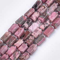Natural Rhodonite Beads Strands, Faceted, Column, 9~11x6~7x6~7mm, Hole: 0.9mm, about 15~17pcs/strand, 7.28~7.48 inch(X-G-S345-8x11-017)