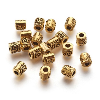 Tibetan Style Alloy Beads, Column, Antique Golden, Lead Free & Cadmium Free & Nickel Free, 6x6mm, Hole: 2.5mm