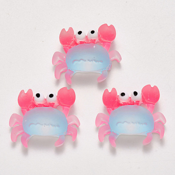 Translucent Frosted Resin Cabochons, Crab, Light Sky Blue, 22x25~26x7mm