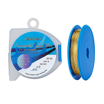 Round Copper Wire, for Jewelry Making, Golden, 20 Gauge, 0.8mm, about 65.61 Feet(20m)/roll