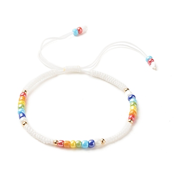 Glass Seed Beaded Bracelet, Adjustable Bracelet for Women, Colorful, Inner Diameter: 2-3/8~3-3/4 inch(5.9~9.6cm)
