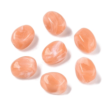 Opaque Acrylic Beads, Two Tone Color, Nuggets, Light Salmon, 23x19x16mm, Hole: 2.2mm, about 134pcs/500g