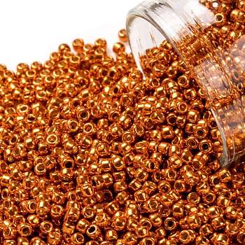 TOHO Round Seed Beads, Japanese Seed Beads, (PF562) Permafinish Opaque Galvanized Saffron, 11/0, 2.2mm, Hole: 0.8mm, about 1103pcs/10g