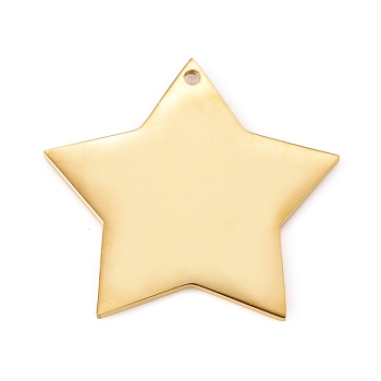 304 Stainless Steel Pendants, Manual Polishing, Stamping Blank Tag, Laser Cut, Star, Golden, 31x32.5x0.8mm, Hole: 1.2mm
