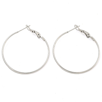 202 Stainless Steel Hoop Earring, with 304 Stainless Steel Pins for Women, Stainless Steel Color, 34.5x1mm
