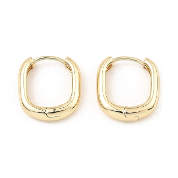 Brass Hoop Earrings, Oval, Light Gold, 18x16x4mm