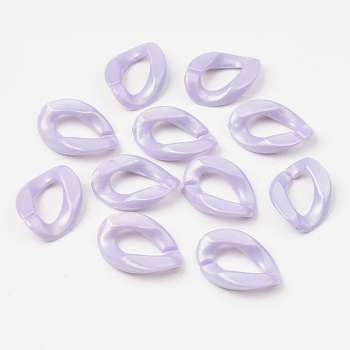 Opaque Acrylic Linking Rings, Quick Link Connectors, For Jewelry Curb Chains Making, Twist, Lilac, 23x16.5x4.5mm, Inner Diameter: 13x6.5mm, about 820pcs/500g