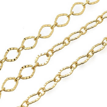 Brass Oval Link Chains, Rack Plating, Cadmium Free & Lead Free, Long-Lasting Plated, Unwelded, with Spool, Real 18K Gold Plated, 2.5~5x2~4x0.5mm