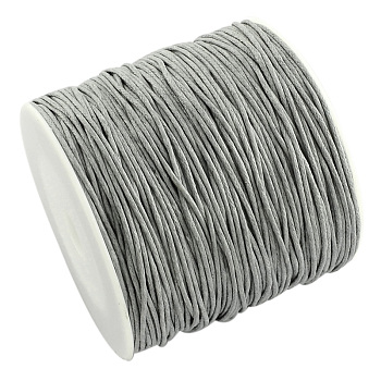 Eco-Friendly Waxed Cotton Thread Cords, Macrame Beading Cords, for Bracelet Necklace Jewelry Making, Light Grey, 1mm, about 100yards/roll