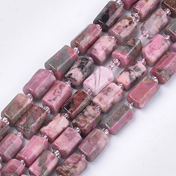 Natural Rhodonite Beads Strands, Faceted, Column, 9~11x6~7x6~7mm, Hole: 0.9mm, about 15~17pcs/strand, 7.28~7.48 inch