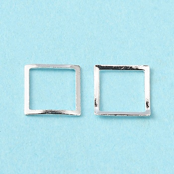 Brass Cabochons, Nail Art Studs, Nail Art Decoration Accessories, Hollow Square, Silver, 6x6x0.5mm