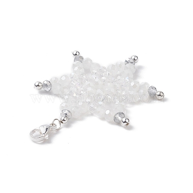 Décorations pendentif en perles de verre flocon de neige(HJEW-JM00975)-3
