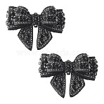 2Pcs Bowknot Crystal Rhinestone Detachable Shoe Decorations, Black, 73x98x19mm(FIND-GO0002-06B)