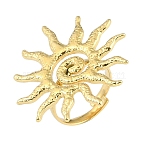 Ion Plating(IP) Textured Sun 304 Stainless Steel Adjustable Rings for Women, Golden, US Size 7 3/4(17.9mm)(X-RJEW-H231-01G)