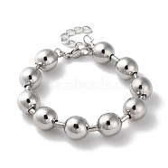 Rack Plating Brass Ball Chain Bracelets, Lead Free & Cadmium Free, Platinum, 6-5/8 inch(16.8cm)(BJEW-G676-01E-P)