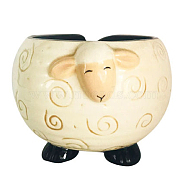 Lovely Sheep Shape Handmade Porcelain Yarn Bowl Holder, Knitting Wool Storage Basket, with Holes to Prevent Slipping, Lemon Chiffon, 17x12cm(SENE-PW0022-04)