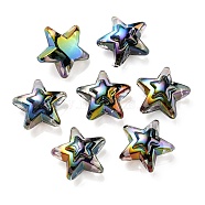 UV Plating Rainbow Iridescent Transparent Acrylic Beads, Two Tone, Star, Black, 15.5~16x16.5x9.5mm, Hole: 2.6mm(OACR-C007-06D)