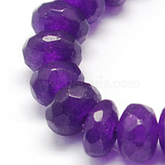 Natural Jade Bead Strands, Dyed, Faceted, Rondelle, Indigo, 8x5mm, Hole: 1mm, 14.9 inch(G-R168-8x5mm-03)