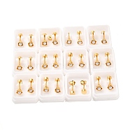 Flower Plastic Imitation Pearl Ear Fake Plugs, 304 Stainless Steel Piercing Stud Screw Earrings for Women, Golden, 5x5mm, Pin: 1mm(EJEW-H105-19G)