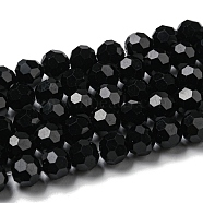 Opaque Glass Beads Stands, Faceted(32 Facets), Round, Black, 8mm, Hole: 1mm, about 65~67pcs/strand, 49~50cm(EGLA-A035-P8mm-D18)