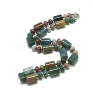 Natural Indian Agate Beaded Necklaces, with Alloy Lobster Clasps, Column, 18.1 inch~18.5  inch(46~47cm), Column: 13~14x10mm(NJEW-S392-11)