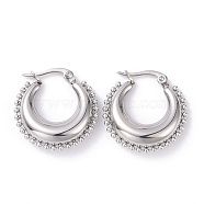304 Stainless Steel Crescent Moon Hoop Earrings for Women, Stainless Steel Color, 23x23x6.5mm, Pin: 0.8mm(EJEW-G298-08P)