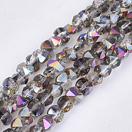 Electroplate Glass Beads Strands, Half Plated, Faceted, Colorful, 4~4.5x3~3.5x3.5mm, Hole: 1mm, about 150pcs/strand, 17.3 inch(EGLA-S179-02B-D03)