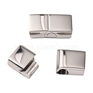 Rectangle 304 Stainless Steel Magnetic Clasps with Glue-in Ends, Stainless Steel Color, 24x13x8mm, Hole: 6x11.5mm(STAS-I037-22)