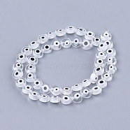Handmade Evil Eye Lampwork Beads Strands, Flat Round, Clear, 7.5x3mm, Hole: 1mm, about 48pcs/strand, 13.7 inch~14.9 inch(LAMP-S191-02B-10)