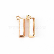 Brass Charms, with Shell, Real 18K Gold Plated, Nickel Free, Letter.I, 10.5x4x2mm, Hole: 0.8mm(KK-Q766-001I-NF)