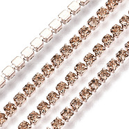 Electrophoresis Brass Rhinestone Strass Chains, Rhinestone Cup Chains, Light Peach, SS6.5, 2~2.1mm(X1-CHC-Q009-SS6.5-B18)