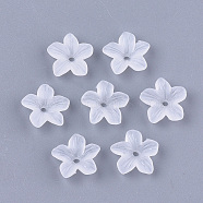 5-Petal Transparent Acrylic Bead Caps, Frosted, Flower, Clear, 11x11x3mm, Hole: 1.2mm(FACR-T001-06)