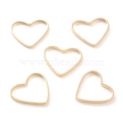 Brass Linking Rings, Long-Lasting Plated, Heart, Real 24K Gold Plated, 6x7.5x1mm, Inner Diameter: 6x5mm(KK-Y003-02A-G)